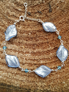 Blue Venetian glass and silver bracelet - Callibeau Jewellery