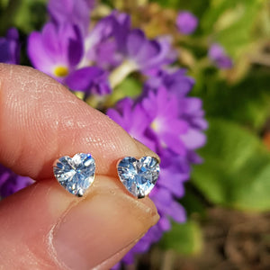 Silver heart, cubic zirconia heart stud earrings - Callibeau Jewellery