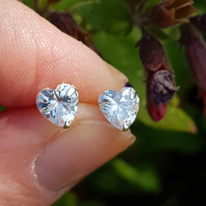 Silver heart, cubic zirconia heart stud earrings - Callibeau Jewellery