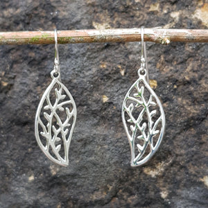 Silver twig design drop earrings - Callibeau Jewellery