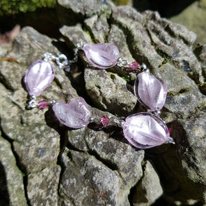 Pink Venetian glass and silver bracelet - Callibeau Jewellery