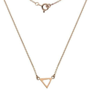 9ct rose gold, triangle station necklace, 18" (45cm) with 16" (40cm) adjuster - Callibeau Jewellery