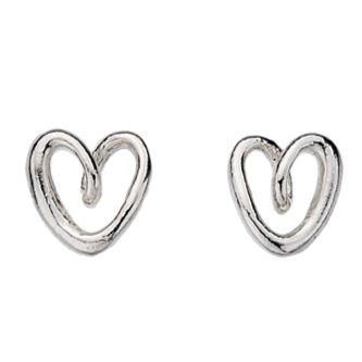 Silver Echo Collection heart outline stud earrings - Callibeau Jewellery