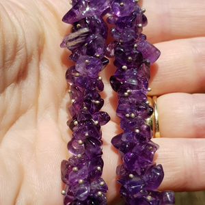 LIMITED EDITION: Chunky Amethyst chip necklace - 18"/45cm - Callibeau Jewellery