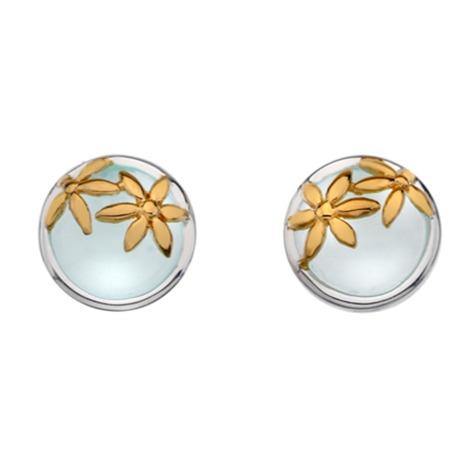 Silver aqua chalcedony stone with gold plate earrings - Callibeau Jewellery