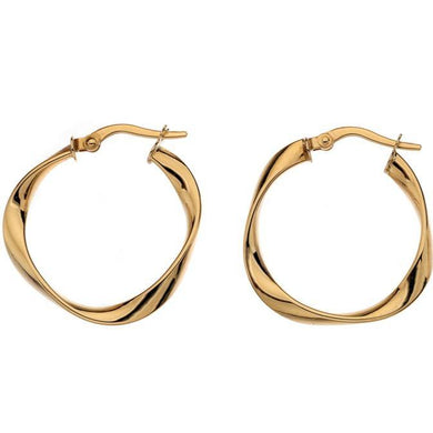 9ct yellow gold, 3mm subtle twist, 15mm hoop earrings - Callibeau Jewellery