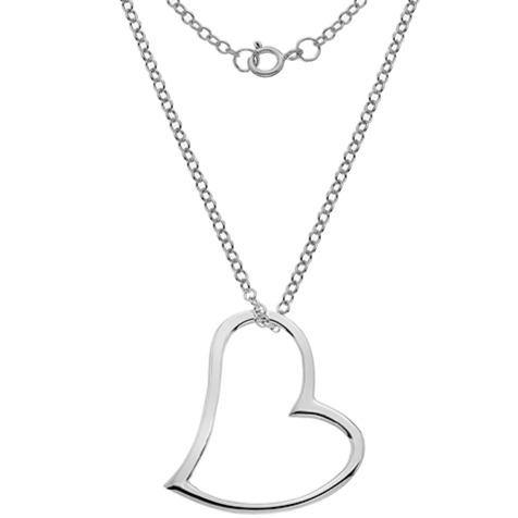 Silver large abstract heart pendant on 45cm silver chain - 7.12g - Callibeau Jewellery