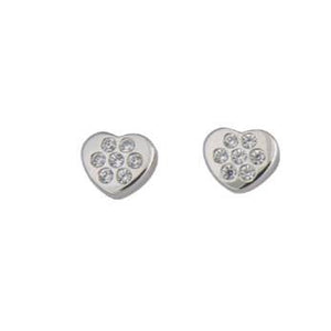 9ct white gold, heart with cubic zirconia stud earrings - Callibeau Jewellery