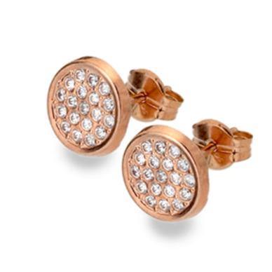 9ct rose gold, multi cubic zirconia set disc stud earrings - Callibeau Jewellery