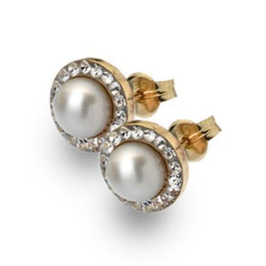 9ct gold, white pearl and cubic zirconia earrings - Callibeau Jewellery
