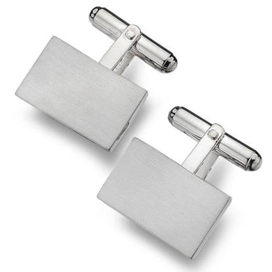 Silver rectangle, matt finish cufflinks - 13.9g - Callibeau Jewellery