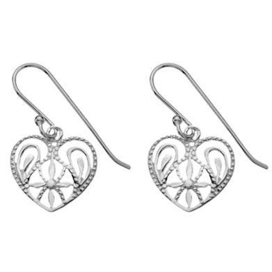 Silver heart drop earrings - Callibeau Jewellery