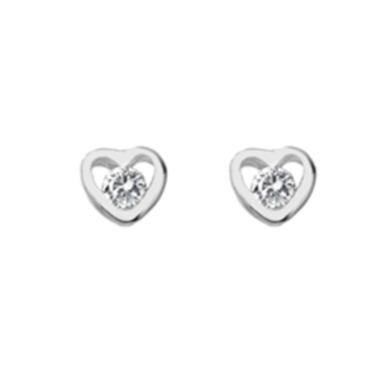 Silver & cubic zirconia heart stud earrings - 0.8g - Callibeau Jewellery