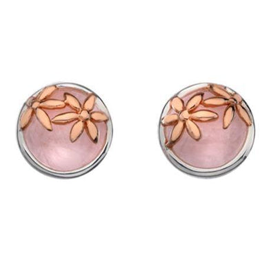 Silver, rose quartz stone with rose gold plate earrings - Callibeau Jewellery