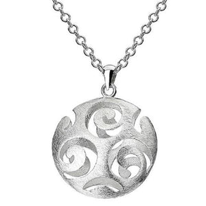 Silver round scroll orb pendant on 45cm silver chain - 9.55g - Callibeau Jewellery