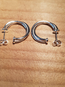 Silver, Heritage Collection, plain double hoop earrings - Callibeau Jewellery