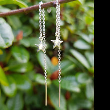 Load image into Gallery viewer, Silver threadable earrings with star - Callibeau Jewellery
