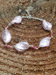 Pink Venetian glass and silver bracelet - Callibeau Jewellery