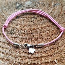 Load image into Gallery viewer, Pink leather and stainless steel solid star bracelet - Callibeau Jewellery
