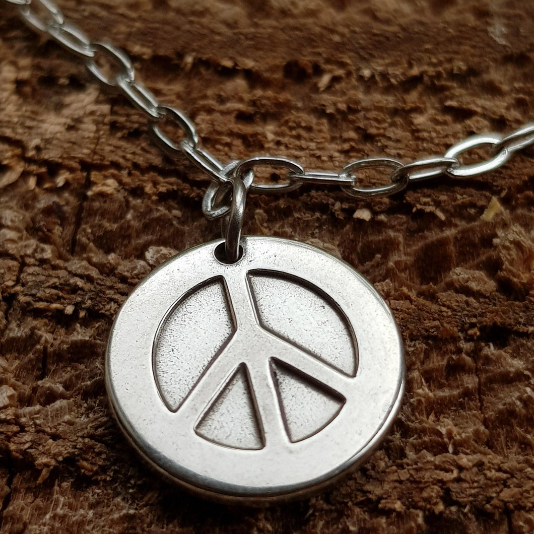 Stainless steel fashion peace symbol anklet - approx 9.5