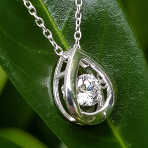 Silver necklace (18"/45cm) with Swarovski jewelled pear pendant (10mm x 12mm) - Callibeau Jewellery