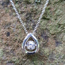 Load image into Gallery viewer, Silver necklace (18&quot;/45cm) with Swarovski jewelled pear pendant (10mm x 12mm) - Callibeau Jewellery
