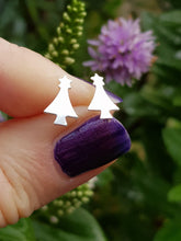 Load image into Gallery viewer, Child&#39;s, silver Christmas tree studs - 7mm x 10mm - Callibeau Jewellery
