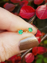 Load image into Gallery viewer, 9ct yellow gold 3mm emerald claw set stud earrings - Callibeau Jewellery
