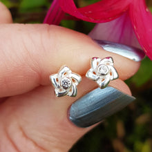 Load image into Gallery viewer, Silver star earrings set with cubic zirconia - Callibeau Jewellery
