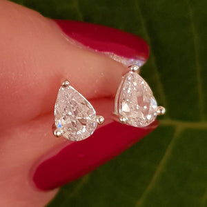 Teardrop cubic zirconia silver stud earrings - 5mm x 6.5mm - Callibeau Jewellery