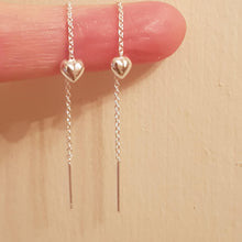 Load image into Gallery viewer, Silver threadable heart earrings - Callibeau Jewellery
