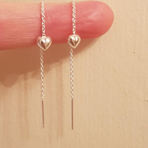 Silver threadable heart earrings - Callibeau Jewellery