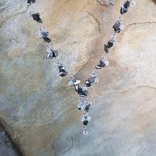 Load image into Gallery viewer, Hematite with crystal set. 16&quot; extendable to 18&quot; hematite necklace, hematite bracelet and hematite earrings - Callibeau Jewellery
