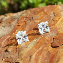 Load image into Gallery viewer, Silver, square cubic zirconia stud earrings - Callibeau Jewellery
