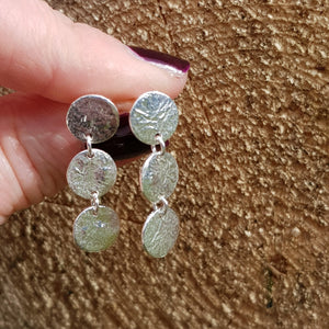 Silver textured circle drop earrings - Callibeau Jewellery