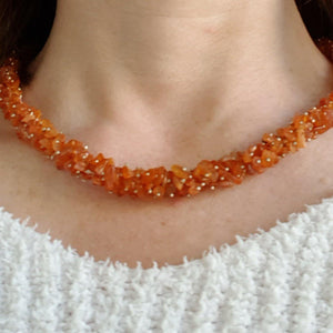 LIMITED EDITION: Chunky Carnelian chip necklace - 18"/45cm - Callibeau Jewellery