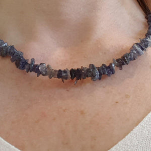 LIMITED EDITION: Iolite chip necklace - 18"/45cm - Callibeau Jewellery