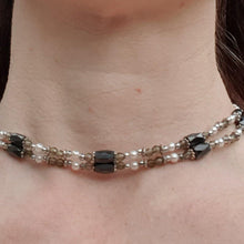 Load image into Gallery viewer, 23&quot; magnetic hematite and olive bead chain that can be worn in different ways as a necklace and bracelet - Callibeau Jewellery
