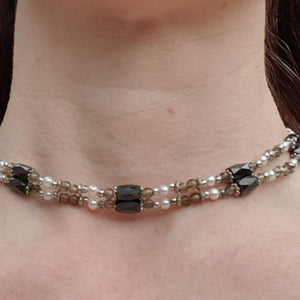 23" magnetic hematite and olive bead chain that can be worn in different ways as a necklace and bracelet - Callibeau Jewellery
