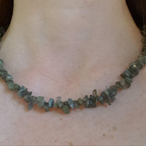 LIMITED EDITION: Labradorite Chip Necklace 18"/45cm - Callibeau Jewellery