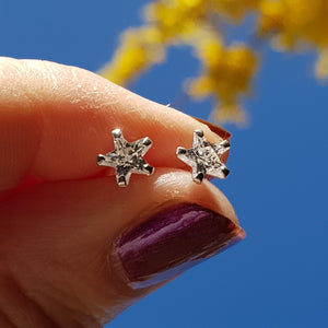 Silver star, cubic zirconia star stud earrings - Callibeau Jewellery