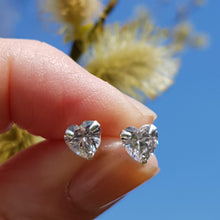 Load image into Gallery viewer, Silver heart, cubic zirconia heart stud earrings - Callibeau Jewellery
