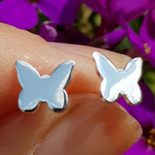 Load image into Gallery viewer, Silver, polished butterfly stud earrings - Callibeau Jewellery
