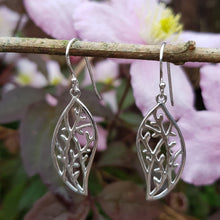 Load image into Gallery viewer, Silver twig design drop earrings - Callibeau Jewellery
