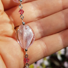 Load image into Gallery viewer, Pink Venetian glass and silver bracelet - Callibeau Jewellery
