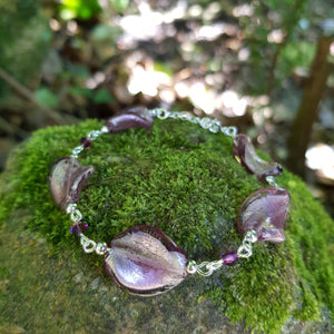 Purple Venetian glass silver bracelet - Callibeau Jewellery