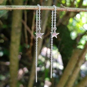 Silver threadable earrings with star - Callibeau Jewellery