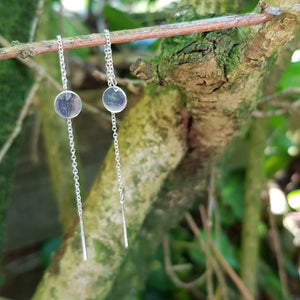 Silver threadable earrings with disc - Callibeau Jewellery