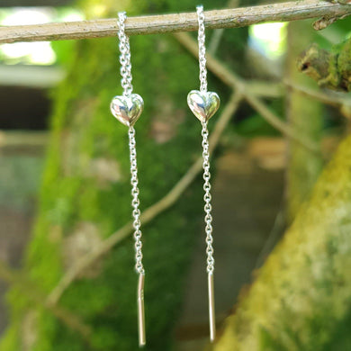 Silver threadable heart earrings - Callibeau Jewellery