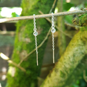 Silver threadable earrings with cubic zirconia - 3.5mm x 3.5mm - Callibeau Jewellery